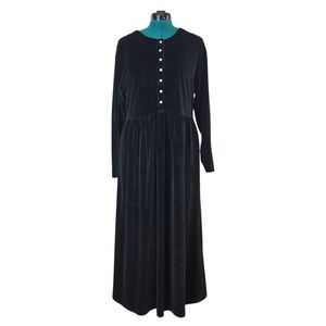 Smith‎ & Hawken Vintage Velvet Maxi Dress Womens L Long Sleeve Button Pockets